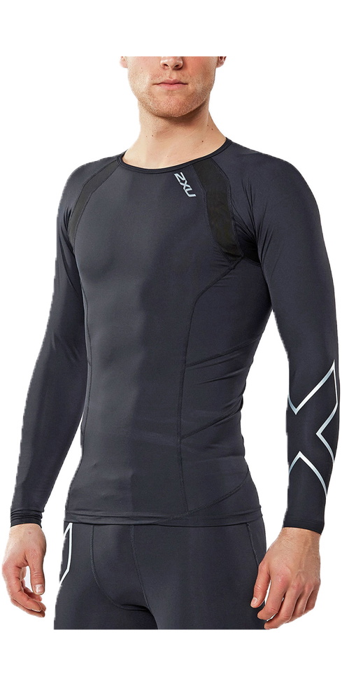 2XU Compression Long Sleeve Top BLACK MA2308A - Swimming